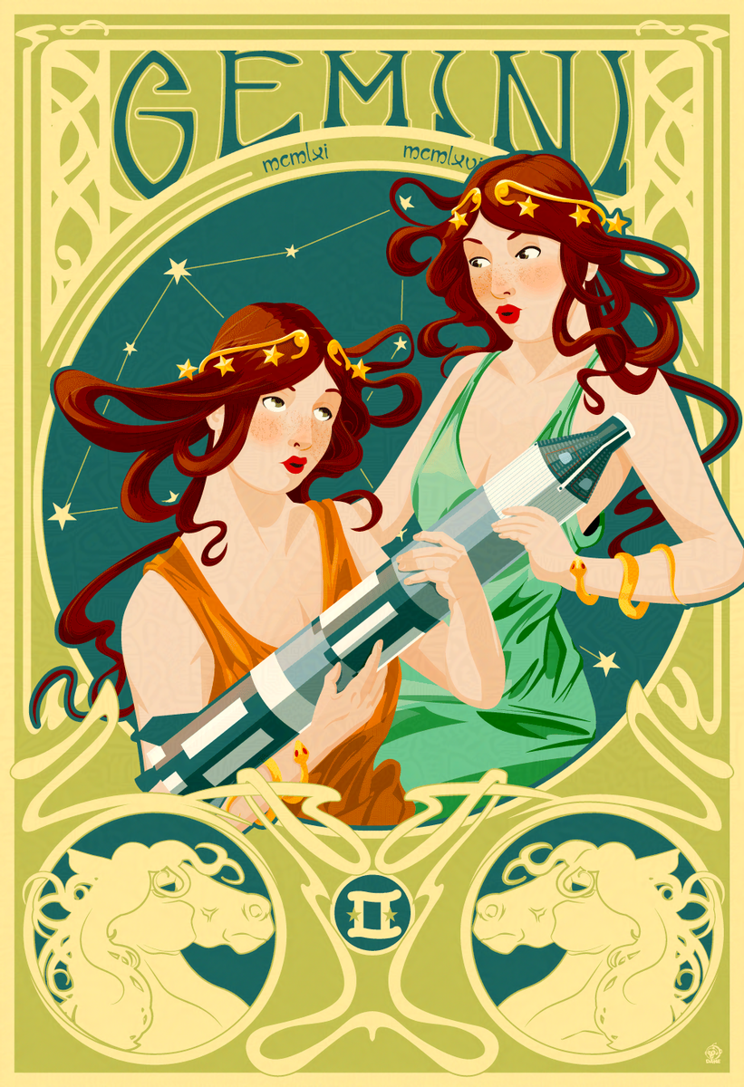 Gemini Space Nouveau 13x19 Fine Art Print – Monkey Minion