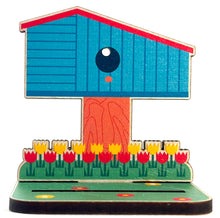 Load image into Gallery viewer, BORBs Wooden Pin Holder Small Standee - Birdhouse