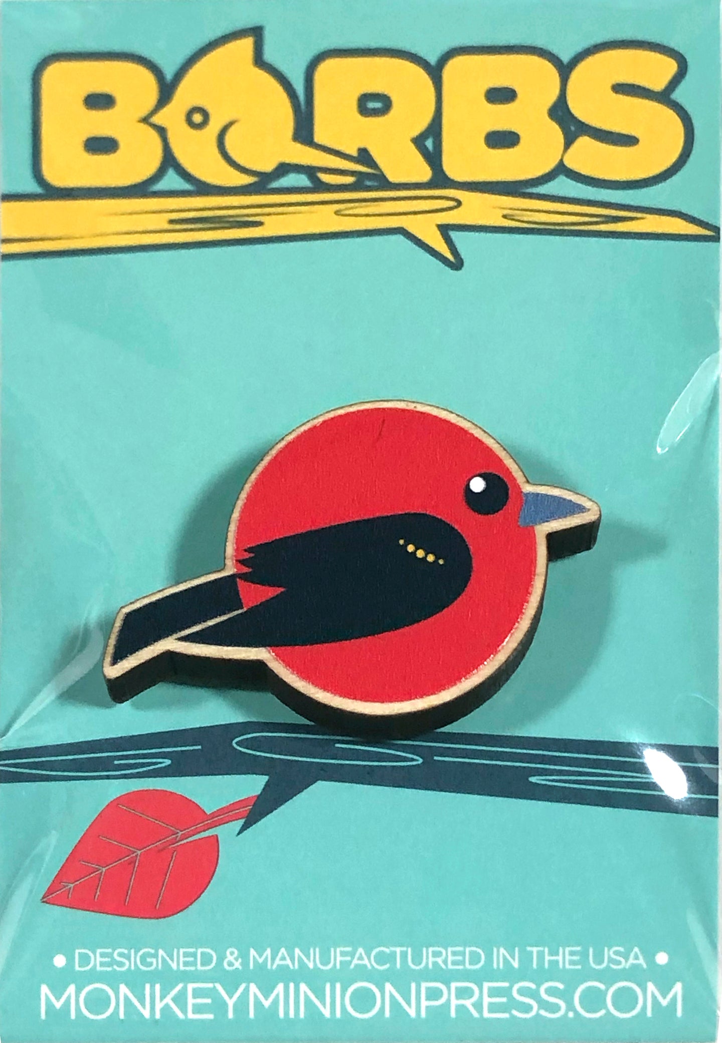 BORBS Scarlet Tanager Wooden Pin