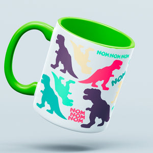Dino "NOM" Pattern Coffee or Tea Mug