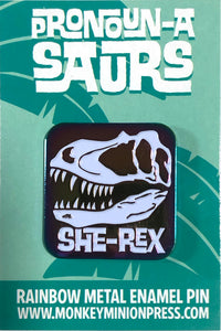 Pronoun-A-Saurs She-Rex Dinosaur Rainbow Soft Enamel Pin