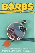 Load image into Gallery viewer, California Quail Wood Borbs Pin
