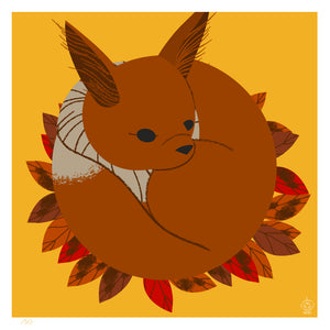 Sleepy Eevee 8x8 Mid-Century Modern Giclee Print