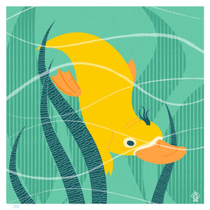 Psyduck 8x8 Mid-Century Modern Giclee Print