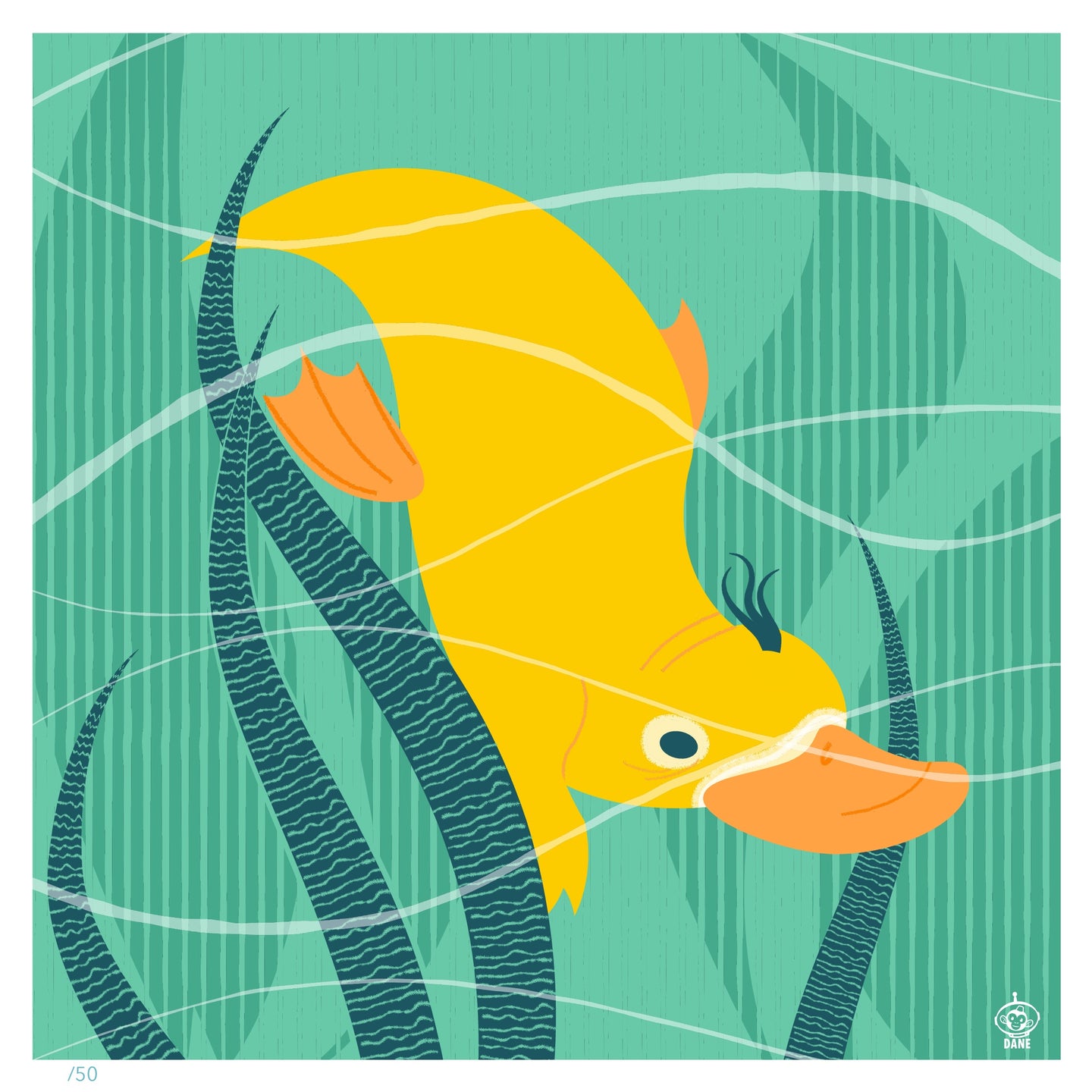 Psyduck 8x8 Mid-Century Modern Giclee Print