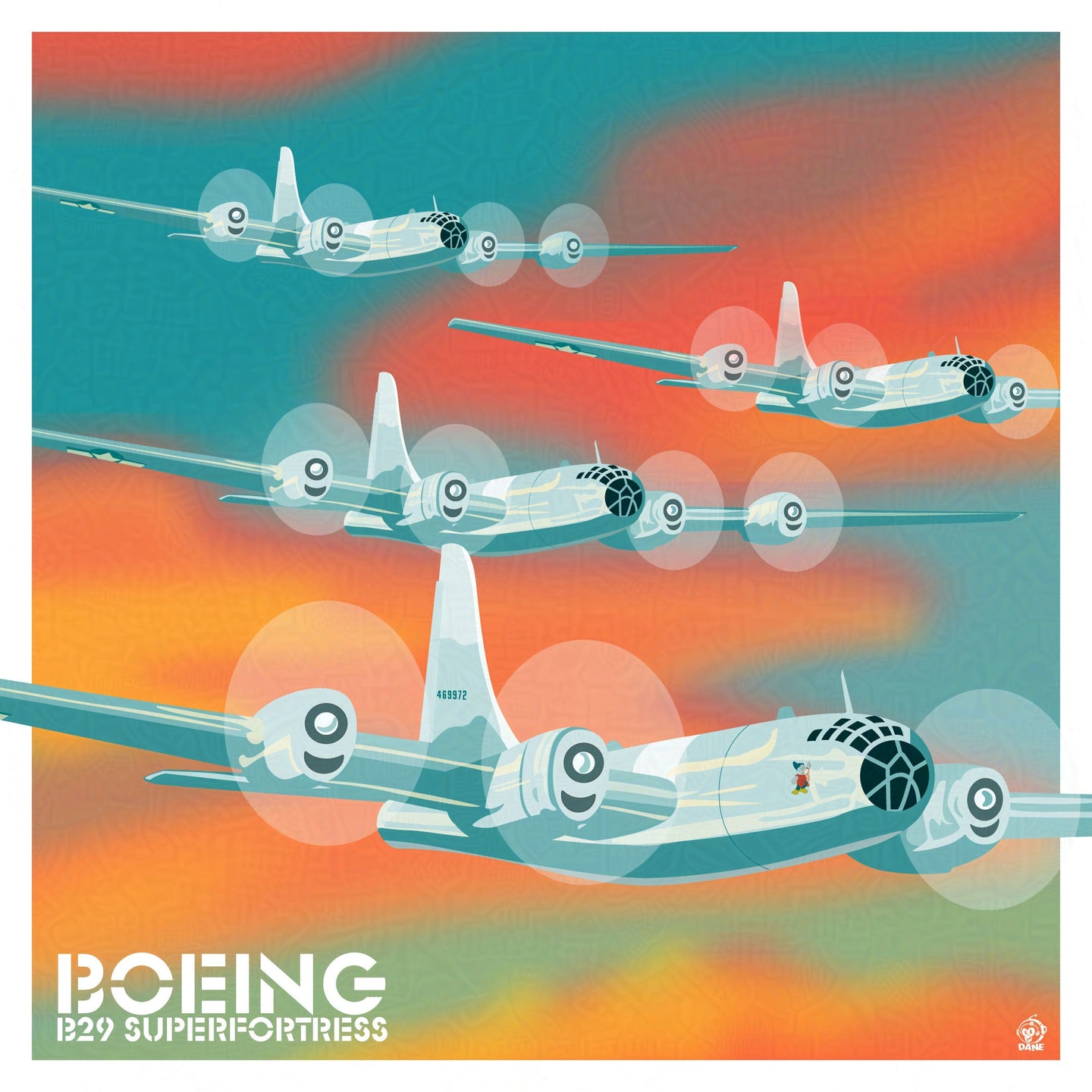 Boeing B29 Superfortress Warbird WW2 Plane - 10x10 Giclee Print
