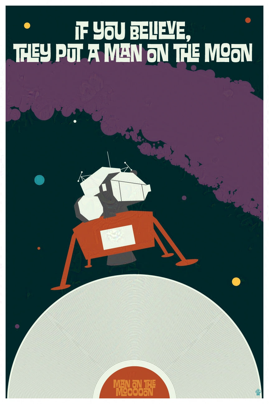 SPAAACE Lunar Lander Man on the Moon 12x18 POPaganada Print