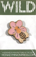 Load image into Gallery viewer, Honeybee &amp; Flower WILD Wooden Pin
