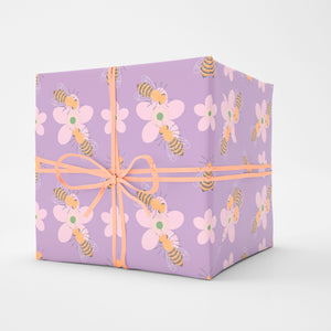 Bees and Blackberry Flowers WILD 24"x36" Wrapping Paper