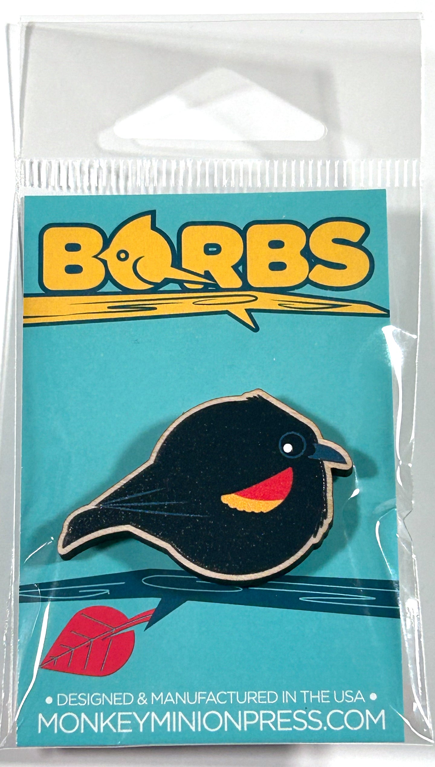 Red Winged Blackbird Wooden Pin