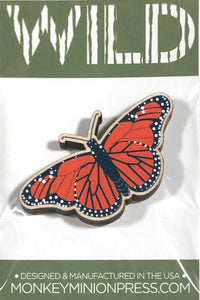 Monarch Butterfly WILD Wooden Pin