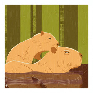 Capybara "Hitchin a Ride" 10x10 Giclee Print