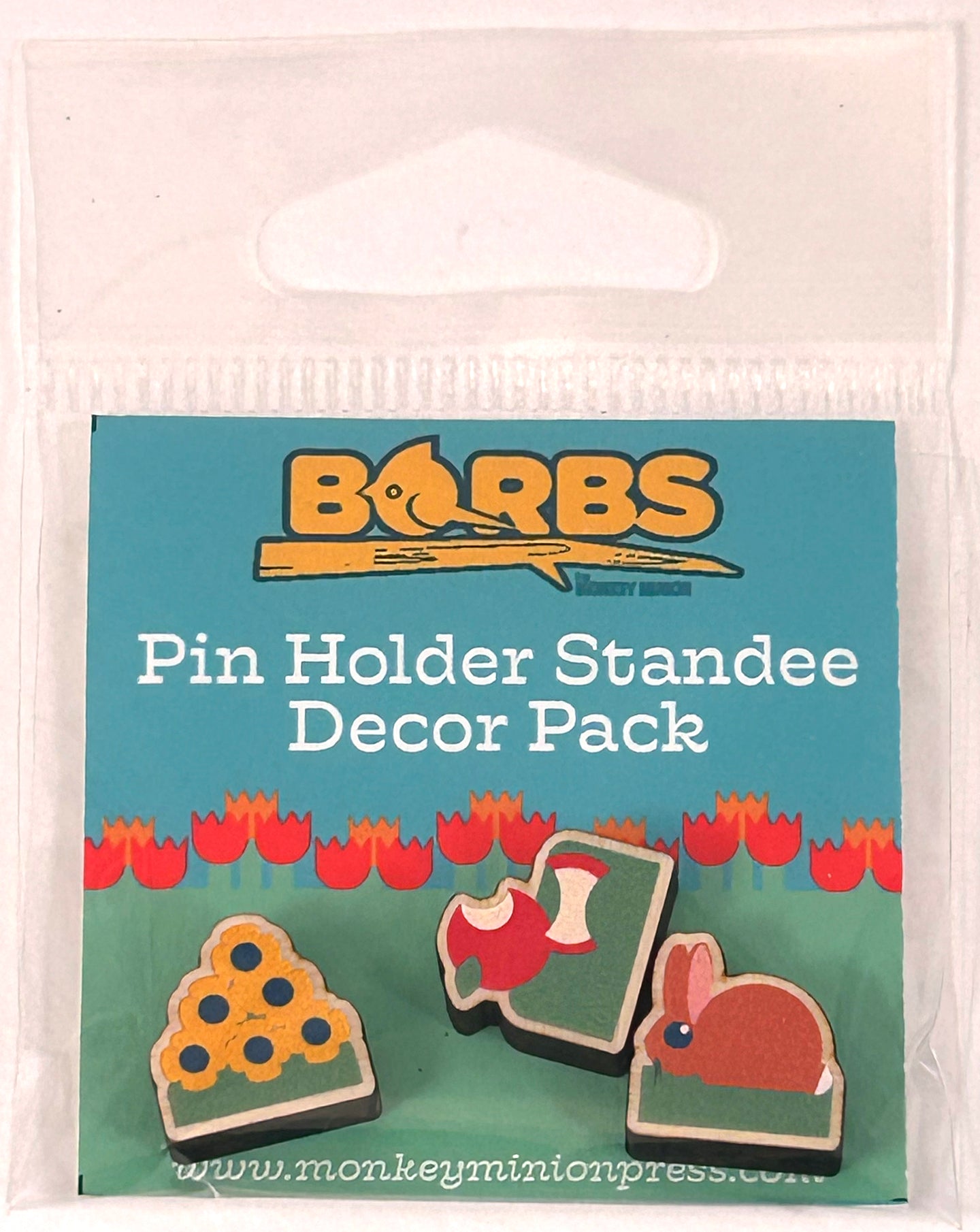 BORBs Wooden Pin Holder Standee Decor Pack 1 (Bunny, Apples, Sunflowers)
