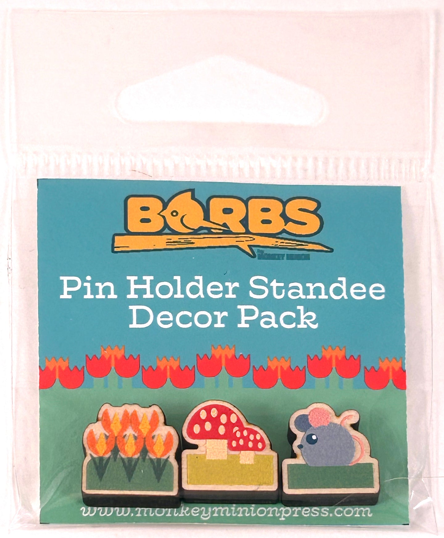 BORBs Wooden Pin Holder Standee Decor Pack 3 (mushroom, mouse, iris)