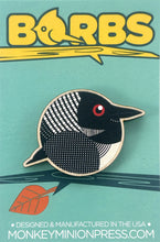 Load image into Gallery viewer, Common Loon Wood Borbs Pin
