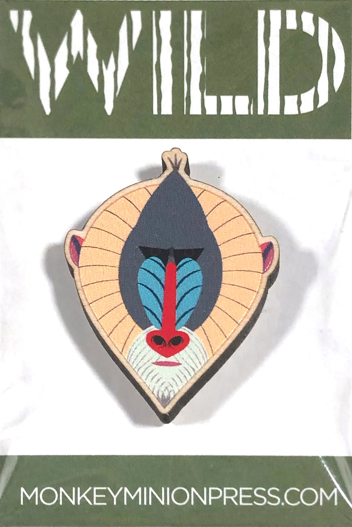 Mandrill WILD Wooden Pin