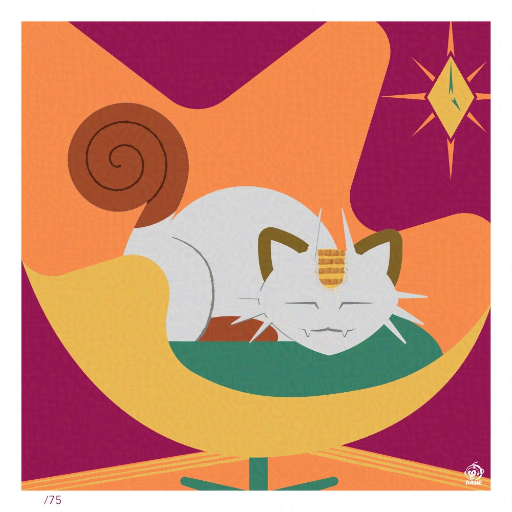 Meowth 8x8 Mid-Century Modern Giclee Print