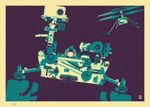 Perseverance Space Probe Retro 5x7 Giclee Print