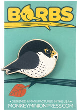 Load image into Gallery viewer, Peregrine Falcon Wood Borbs Pin
