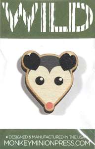 Possum WILD Wooden Pin
