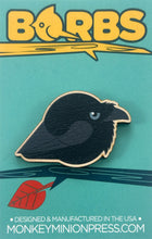 Load image into Gallery viewer, Common Raven Wood Borbs Pin
