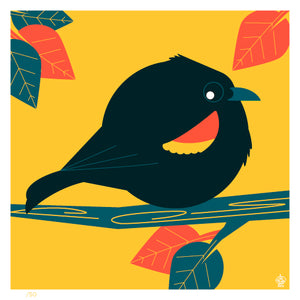 Red-Winged Blackbird BORB 4x4 Limited Edition Print