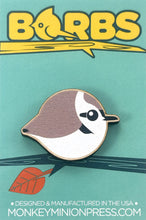 Load image into Gallery viewer, Snowy Plover Wood Borbs Pin
