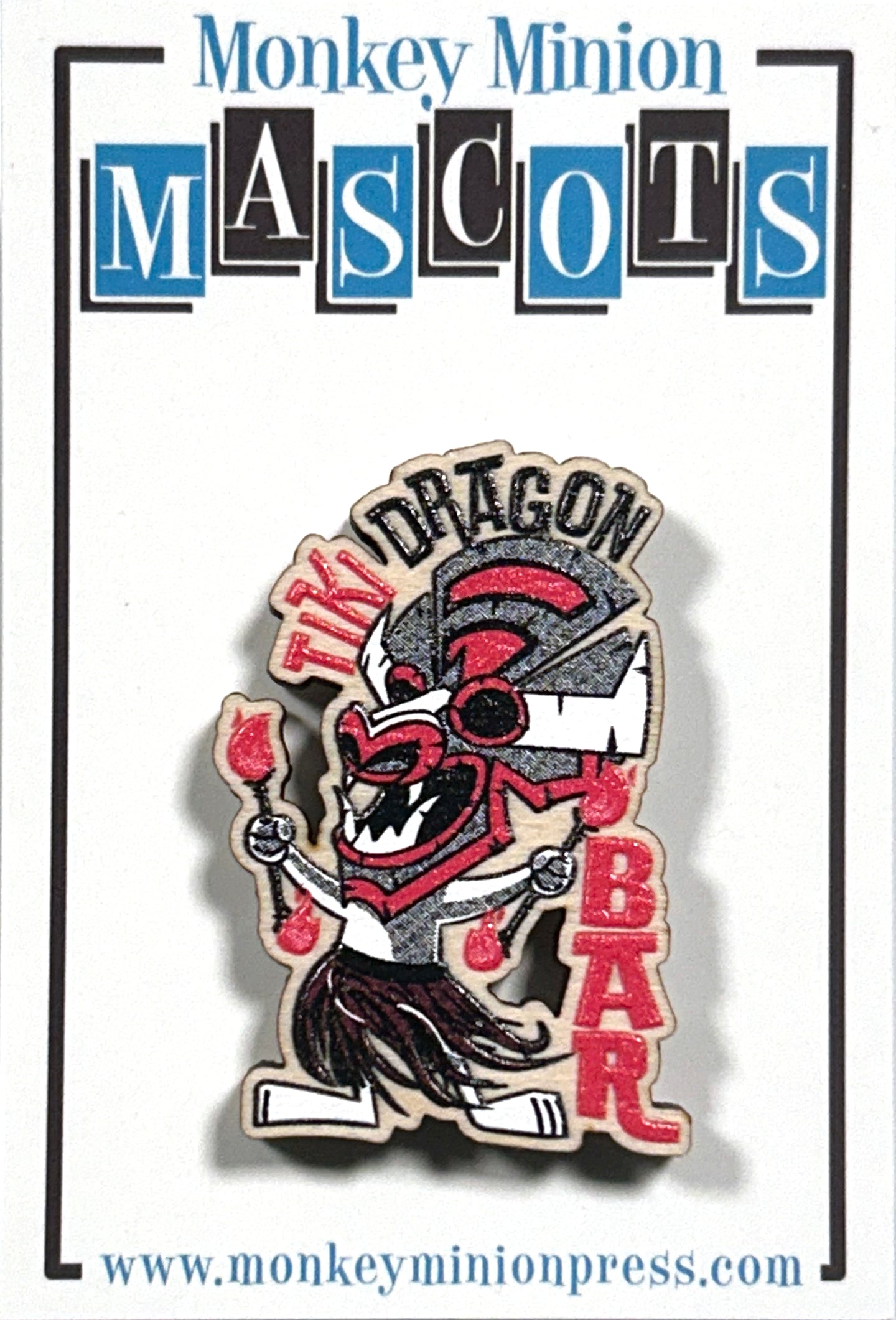Mascots Tiki Dragon Wooden Pin