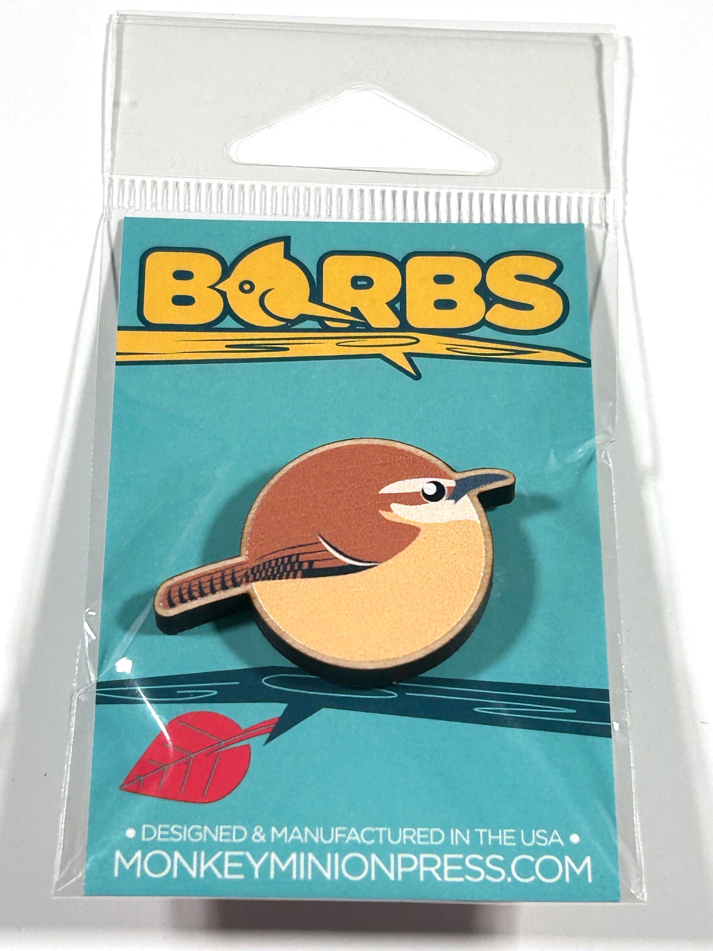 Carolina Wren Wood Pin