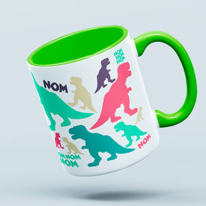 Dino "NOM" Pattern Coffee or Tea Mug