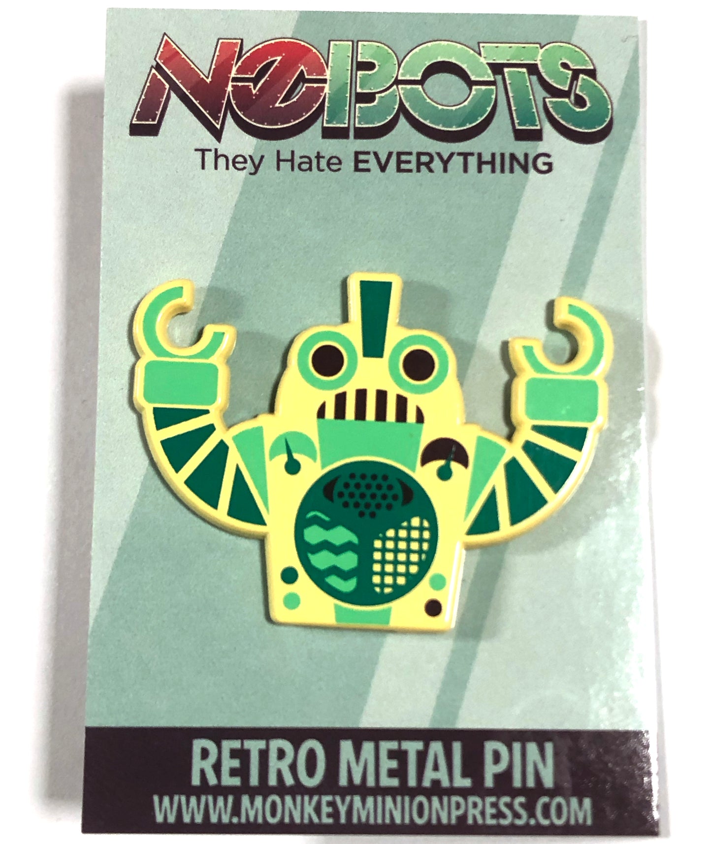 NoBots N07R335 Screenprinted Yellow Enamel Pin