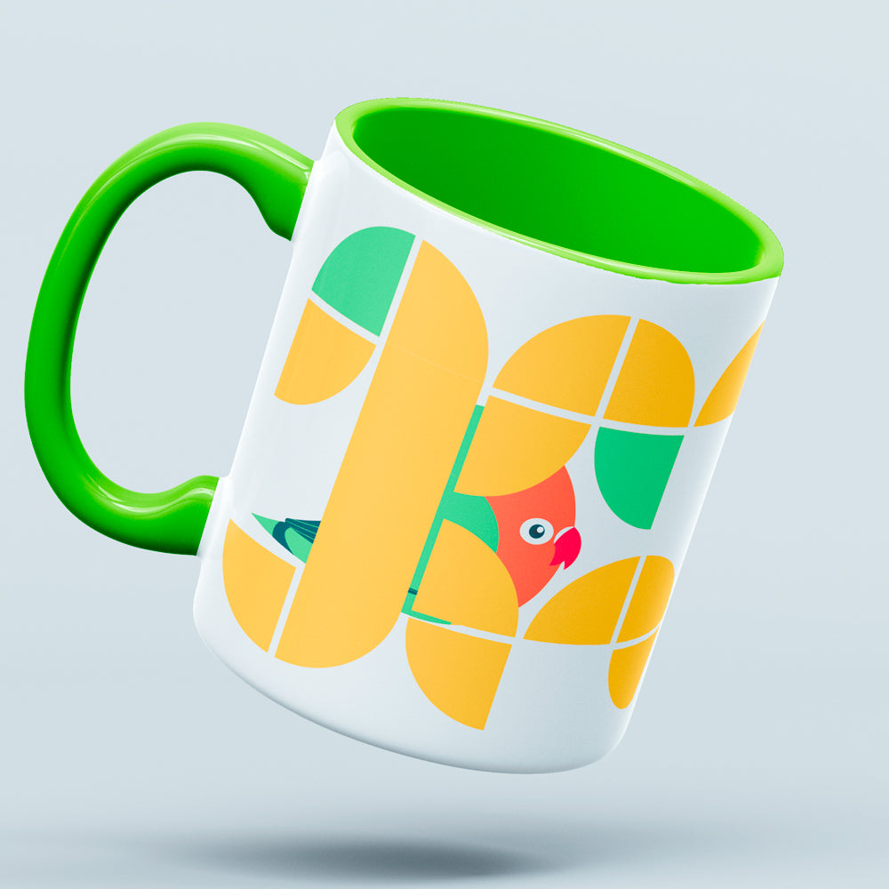 BORBS MCM Green Love Bird Coffee or Tea Mug