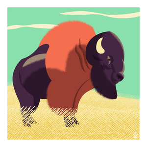 Bison "Prairie Guardian" 10x10 Giclee Art Print
