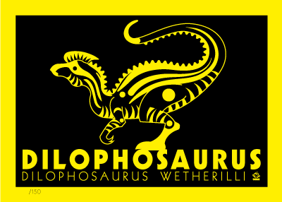 Dilophosaurus Neon-A-Saur 5x7 Giclee Print