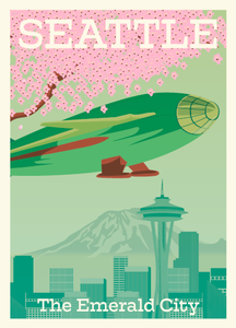 Seattle The Emerald City Cherry Blossoms ECCC Exclusive 5x7 Postcard