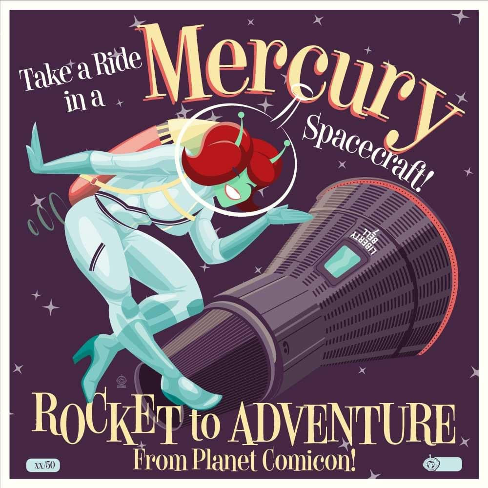 Mercury Space Capsule Retro Advertisement - Planet Comicon Limited Edition Print