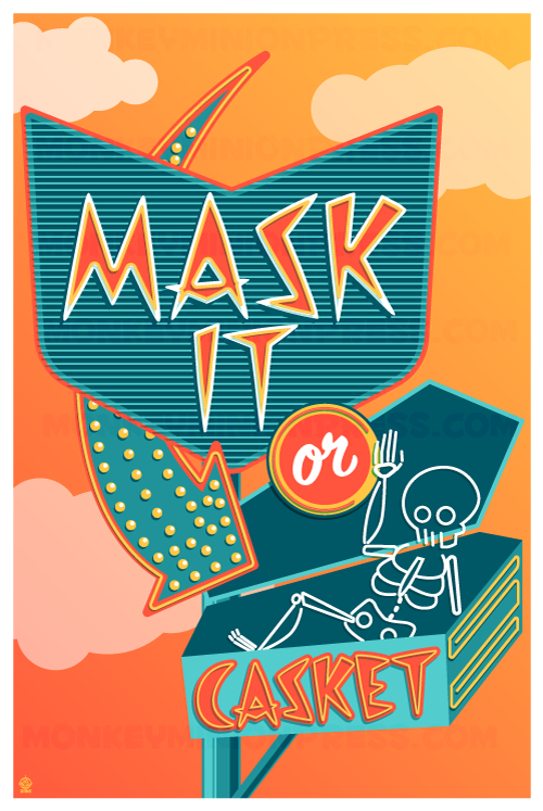 Mask It or Casket - 12x18 Retro Neon Sign Poster