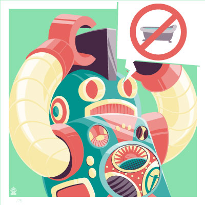 NOBOT No Baths 4x4 Limited Edition Giclee Print