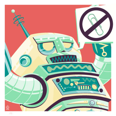 NOBOT No Paperclips 4x4 Limited Edition Giclee Print