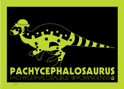 Pachycephalosaurus Neon-A-Saur 5x7 Giclee Print