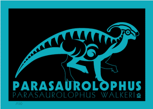 Parasaurolophus Neon-A-Saur 5x7 Giclee Print
