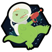 Load image into Gallery viewer, Space Dinos Rex Wooden Pin
