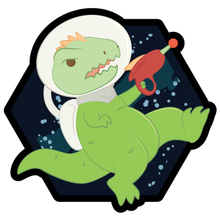 Load image into Gallery viewer, Space Dinos Rex Wooden Magnet
