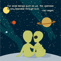 Carl Sagan Cosmic Alien Love 8x8 Print