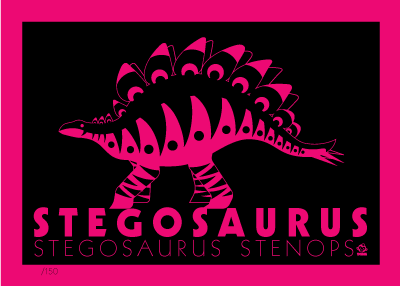 Stegosaurus Neon-A-Saur 5x7 Giclee Print