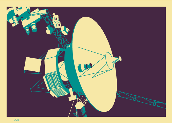 Voyager Space Probe Retro 5x7 Giclee Print