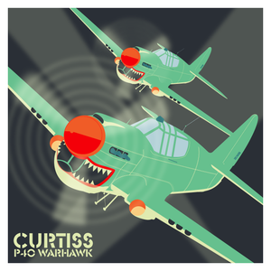 Curtiss P40 Warhawk WW2 Plane - 10x10 Giclee Print